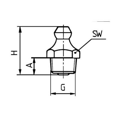 Hydraulik Schmiernippel H1 1/2" WW, SW 14, DIN 71412, Form A, Stahl verzinkt