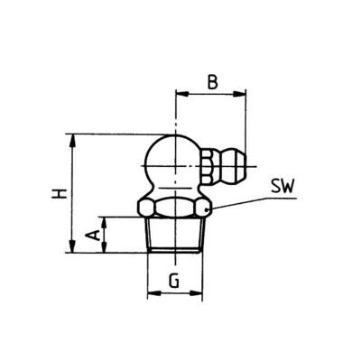 Hydraulik Schmiernippel H3 M 8 x 1,0, SW 9, DIN 71412, Form C - 90°, Stahl verzinkt